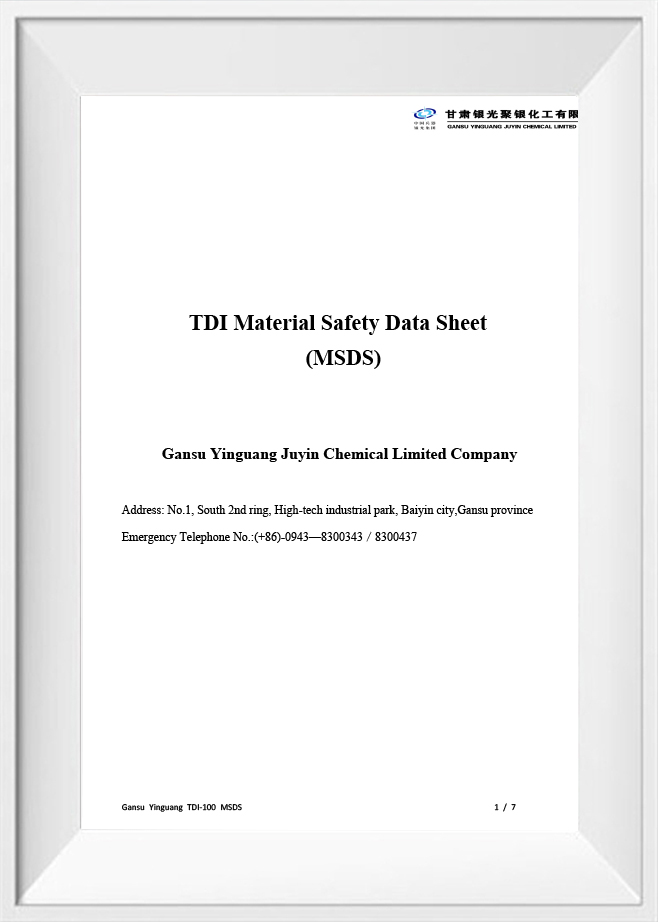 TDI মেটেরিয়াল সেফটি ডেটা শীট (MSDS) TDI মেটেরিয়াল সেফটি ডেটা শীট (MSDS)
