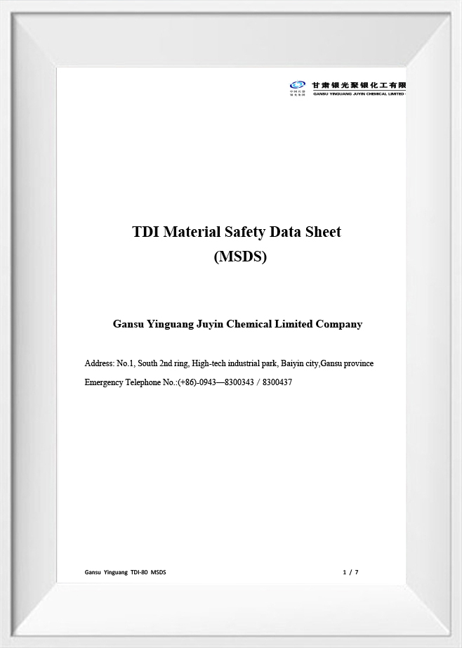 TDI মেটেরিয়াল সেফটি ডেটা শীট (MSDS) TDI মেটেরিয়াল সেফটি ডেটা শীট (MSDS)